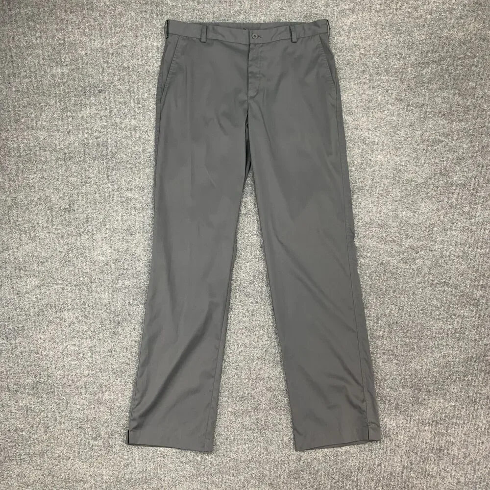 Nike Golf Pants Mens 34 Gray Flat Front Dri Fit Tech Sweat Wicking Stretch Chino
